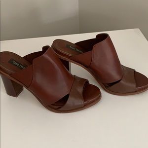 White House Black Market brown slide heels